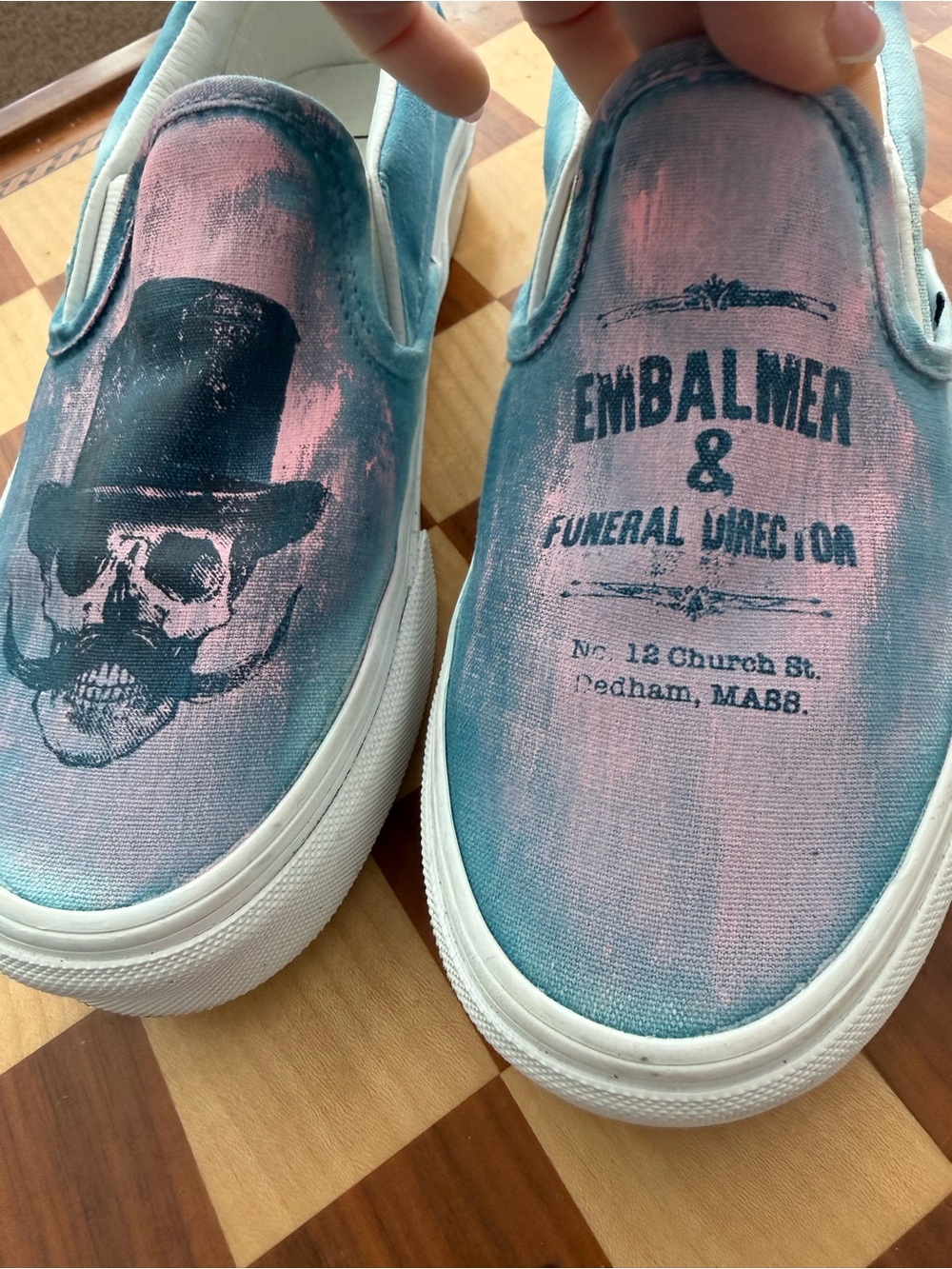 RARE VANS x Van Gogh Slip-On Canvas Skull Blue/Pink US 5.5M/7W Slip Resist